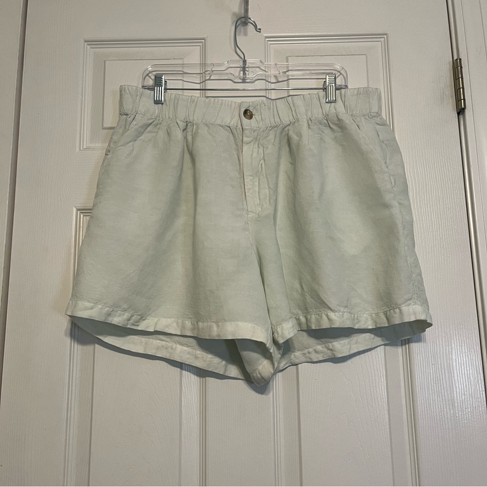 Madewell Linen-Blend Pull-On Pleated Shorts Eco-friendly Pale Green Size XL